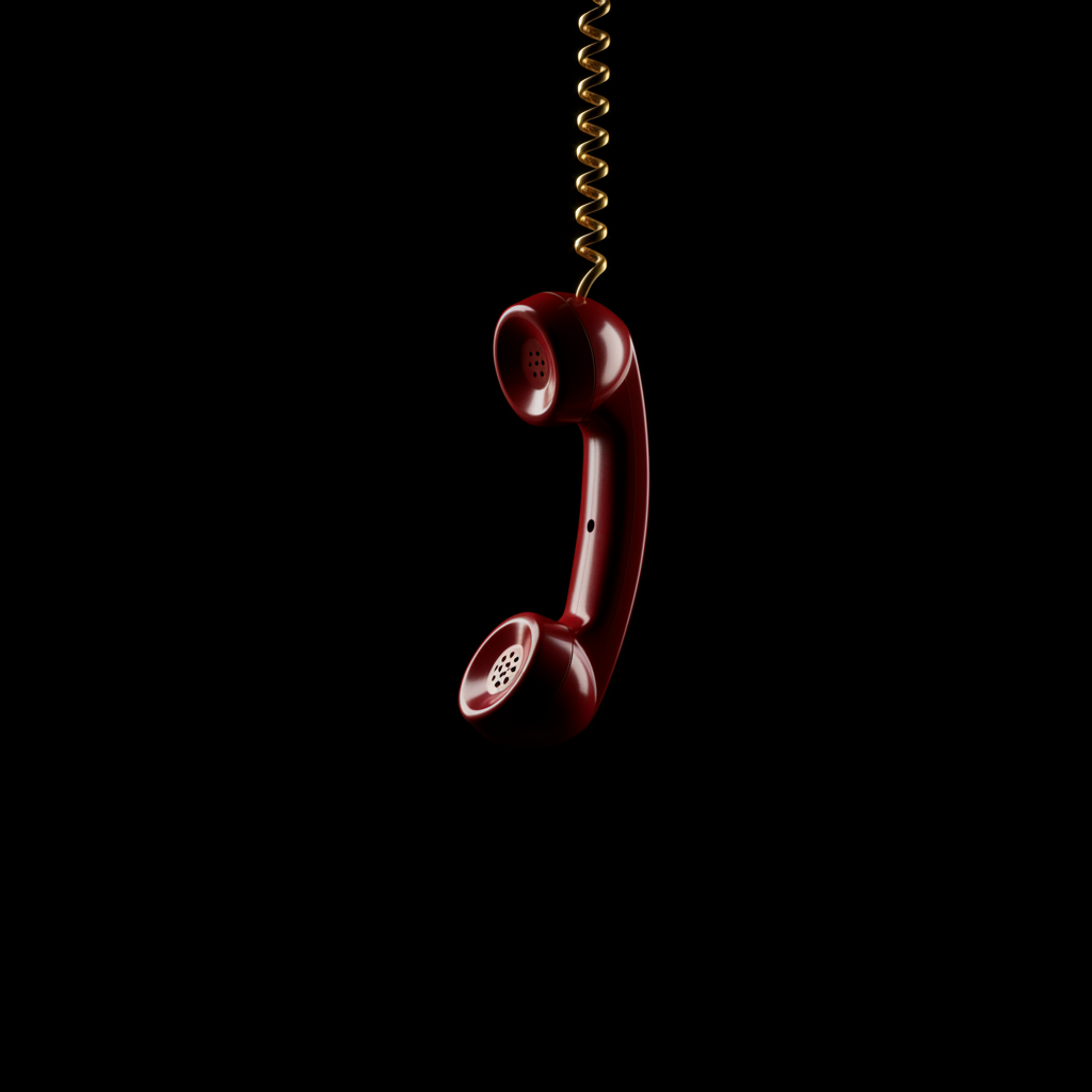 Combiné téléphone rouge flottant